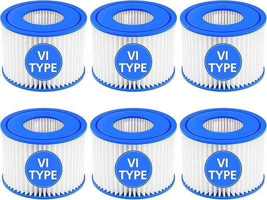 Hot Tub Filter Cartridge Size VI Compatible with Lay-Z-Spa, Coleman SaluSpa 90352E 58323, 6 Pack