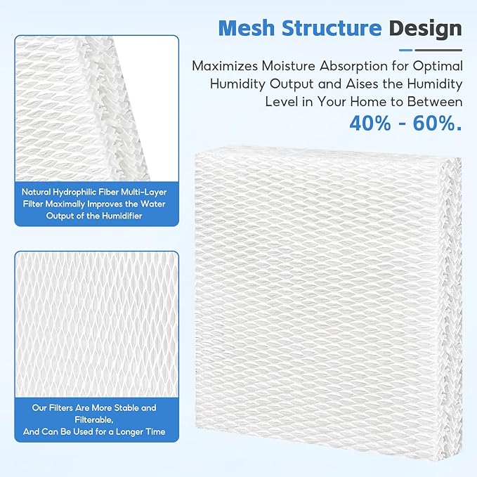 4-Pack HFT600 Humidifier Replacement Wicking Filter T for Honeywell Hev615 Hev620 Humidifier, Compatible with Honeywell HFT600 Humidifier Filter T, Replace Part# HFT600T HFT600PDQ