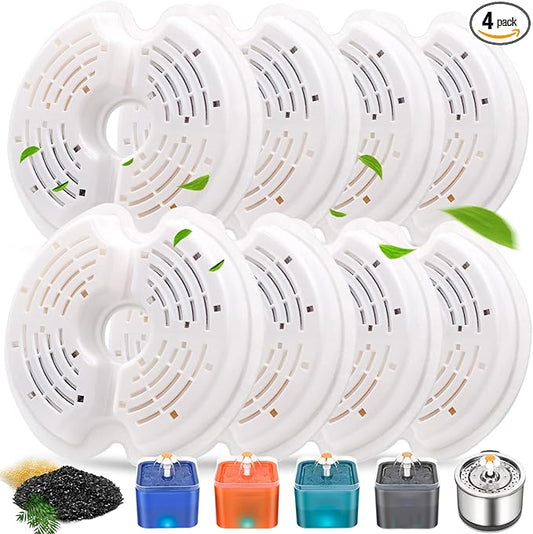 4 Pack Cat Fountain Filters, Petilog Cat Water Fountain Filters, Pet Fountain Filter Replacment
