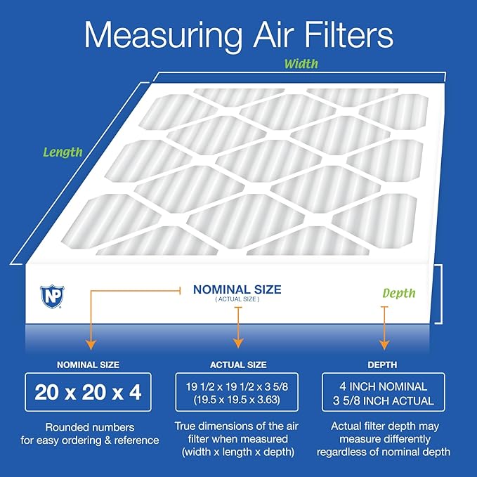Nordic Pure 20x20x4 (19_1/2 x 19_1/2 x 3_5/8) Pleated MERV 12 Air Filters 2 Pack