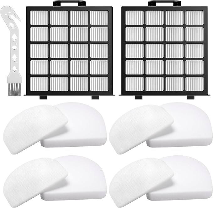 AZ4002 Replacement Filters Compatible with Shark POWERDETECT Upright Vacuum Cleaner AZ4002 AZ4000 AZ4000C AZ4002W, 2 HEPA Filters and 4 Foam & Felt Filters