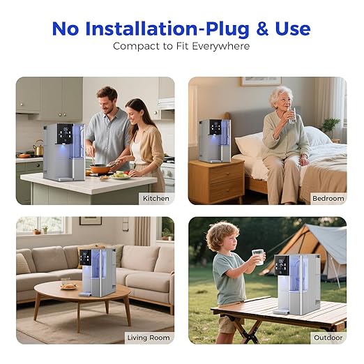 CT910G Countertop Reverse Osmosis Water Filter System, 7-Stage RO Water Filtration System, 528 Gallons Water Dispenser, 3:1 Pure to Drain, NSF 372,42,58, Reduce TDS PFAS, No Installation