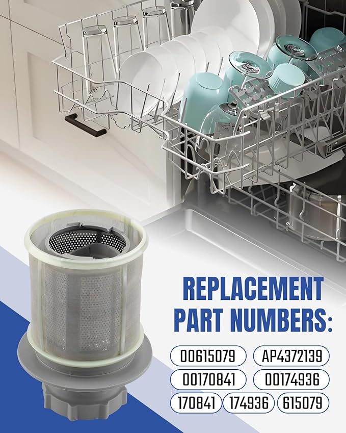 00615079 Dishwasher Micro Filter Fit for Bosch, Replace 00170841, 00174936, 170841, 174936, 615079, AP4372139