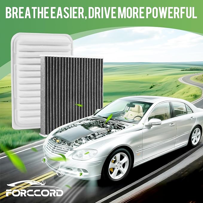 Cabin & Engine Air Filter Fit for Toyota Camry Hybrid (2007-2011), Highlander Gas (2008-2013) Activated Carbon Cabin Filter Replace#CF10285 CA9360 Car Accessories