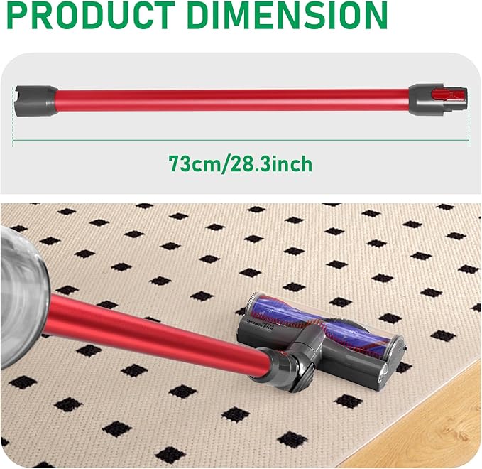 Replacement Wand Tube Quick Release Compatible with Dyson V15 V11 V10 V8 V7 Vacuum Accessories Parts, 28.7in Extension Cleaner Attachment for Home Office (Red)