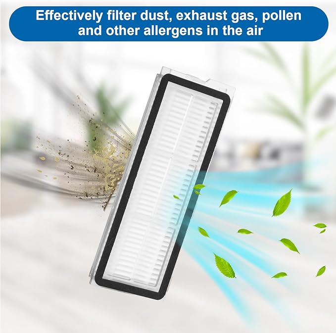 4 Pcs Replacement HEPA Filters For Roborock Qrevo S/Qrevo Pro/Qrevo Plus/Qrevo MaxV/Qrevo Curv/Qrevo Curve/Qrevo Edge/Qrevo Curv S5X/Qrevo EDGE S5A Robot Vacuum Cleaner Accessories