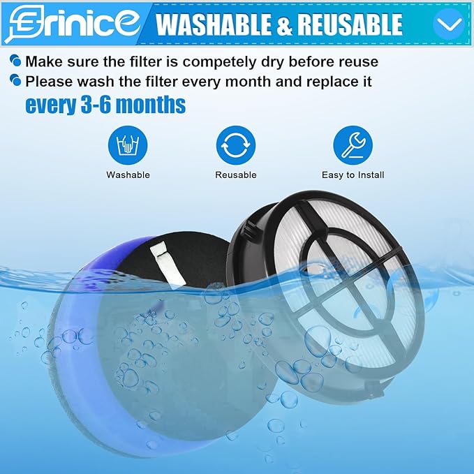 27909 Filter Replacement for Bissell Pet Hair Eraser Turbo Plus/Rewind/Pro Vacuum 2281 2461 2790 series, for Bissell MultiClean Allergen Pet Slim Vacuum 3126, Replace to part # 1606751&1603437