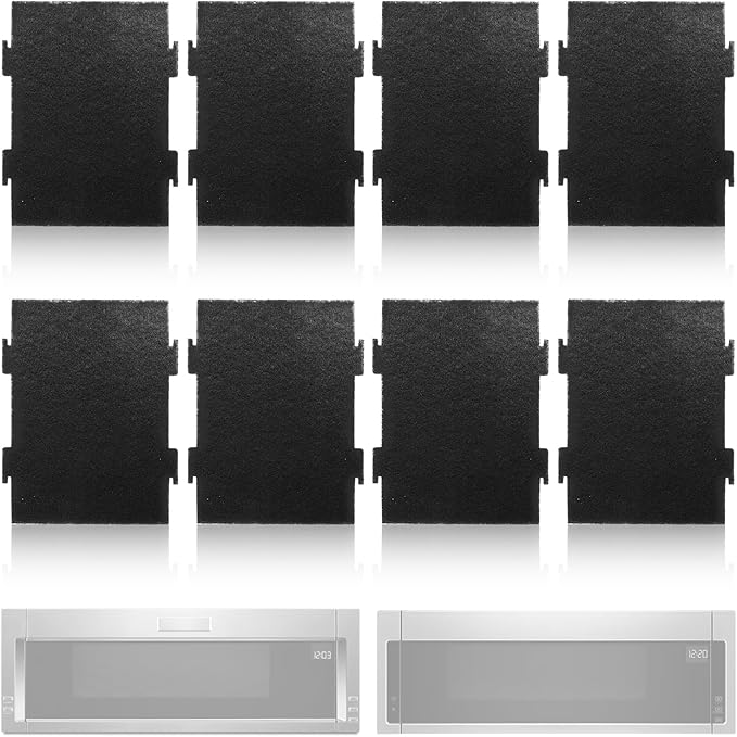 8PCS Replacement Microwave Charcoal Filters - Compatible with Whirlpool Over The Range Microwave Hood Models YKMLS311, YWML55011, WML75011, WML55011HS
