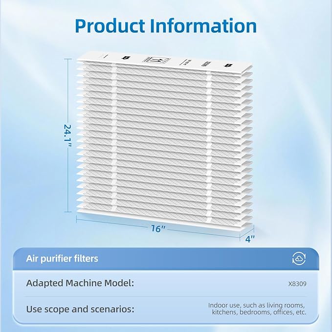 X8309 Expandable Filter MERV 11 Compatible with Lennox X8309,Pleated HVAC Furnace 16x25x5 (2-Pack)