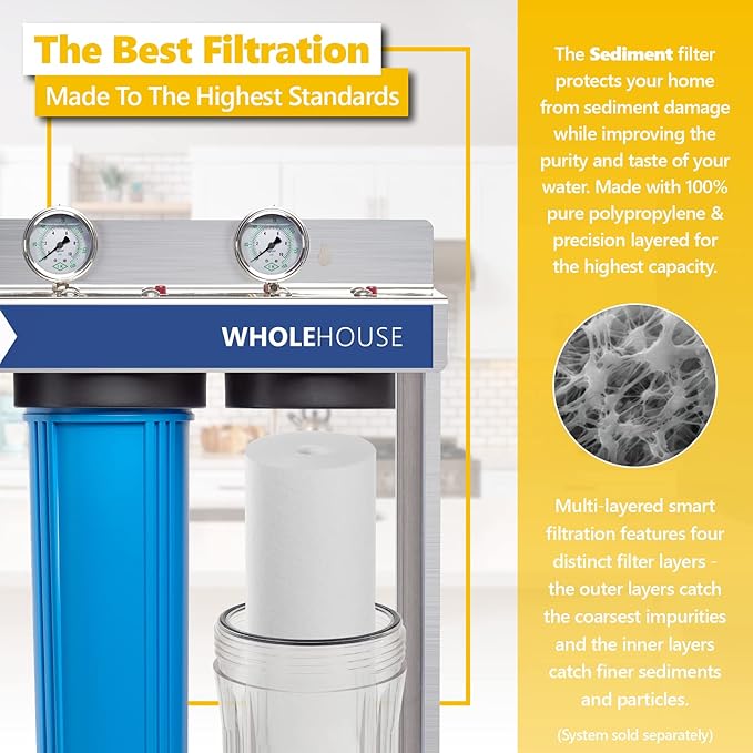Express Water – 10 Pack Sediment Replacement Filter – Whole House Replacement Water Filter – SED High Capacity Water Filter – 5 Micron Water Filter – 4.5” x 20” inch