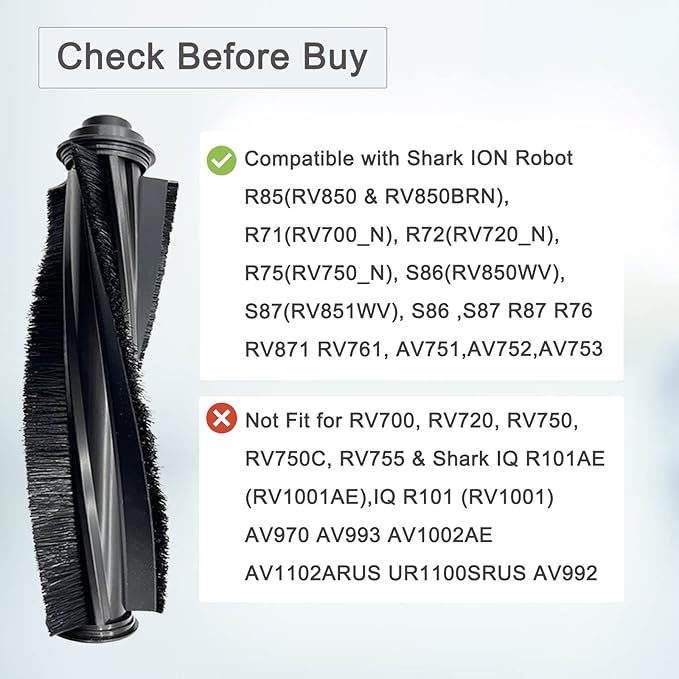 Tivcroxs 20 Pack Replacement Parts for Shark ION AV751 R85 RV850 S86 S87 S88 R71 R72 R75 RV761 RV771 RV871 AV752 AV753 Robot, 2Main Brush&5Filters&10Side Brushes&2Pre-Filter&1Brush Protect Guard