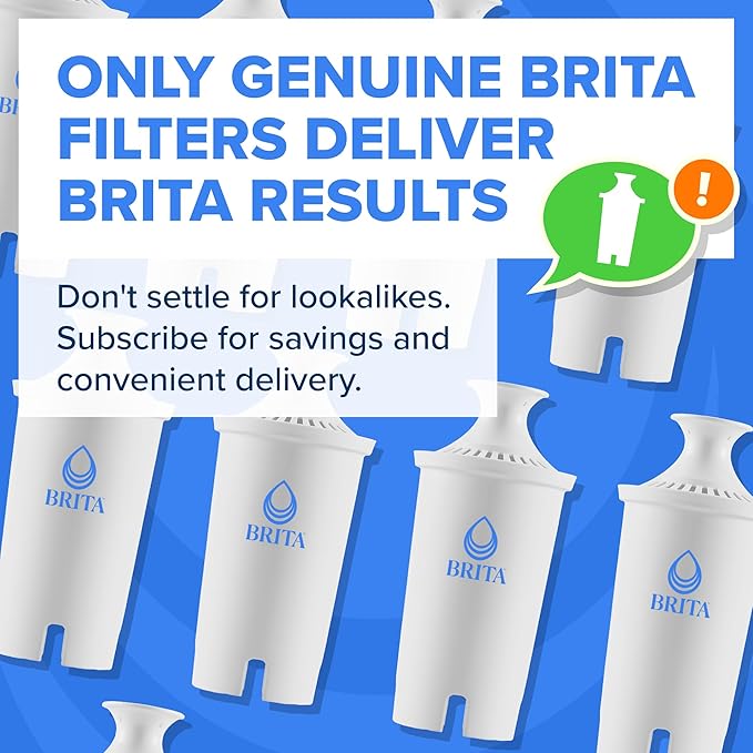 Brita Standard Water Filter for Pitchers and Dispensers, Reduces Copper, Cadmium and Mercury Impurities, Lasts Two Months or 40 Gallons, Includes 6 Filters for Pitchers