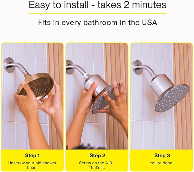 Afina Filtered Shower Head - Water Softener Showerhead with KDF-55 Shower Filter for Hard Water - High Pressure Rain Fall Experience - Universal Fit - Matte Black