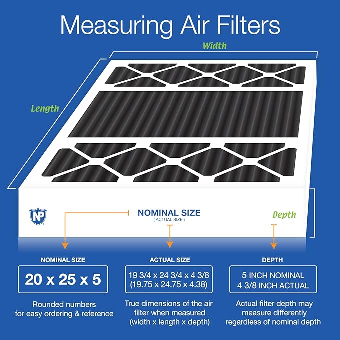 Nordic Pure 20x25x5 (Actual Size: 19 3/4 x 24 3/4 x 4 3/8) Lennox X6673 X6675 Replacement Odor Reduction Merv 8 Filter 1 PK