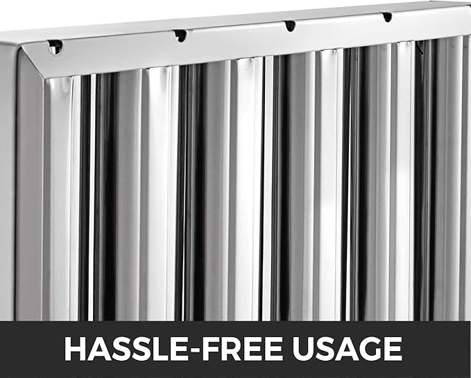VBENLEM Pack of 6 Hood Filters 19.49”L x 15.55”W 430 Stainless Steel 5 Grooves Commercial Hood Filters, Range Hood Filter for Grease Rated Commercial Kitchen Exhaust Hoods
