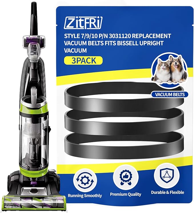 for Bissell Style 7/9/10 P/N 3031120 Vacuum Belt 3-Pack for Bissell PowerForce Helix CleanView Swivel Rewind Pet Powerlifter Pet Hair Eraser Vacuum Cleaner Rewind Parts 2031093 32074 3031123