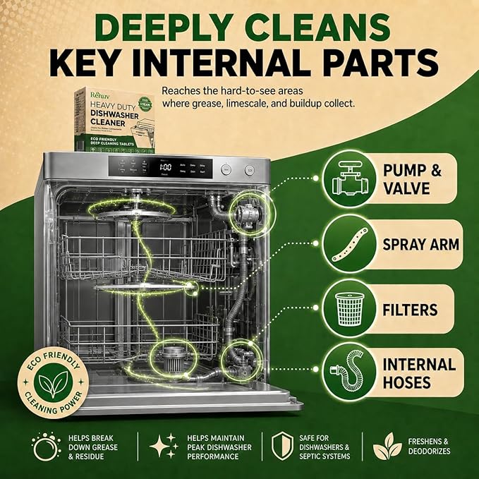 Renuv Garbage Disposal Cleaner + Dishwasher Cleaner - Heavy Duty Kitchen Appliance Deep Cleaning, Descaling and Deodorizing, (12 Tablets of each)