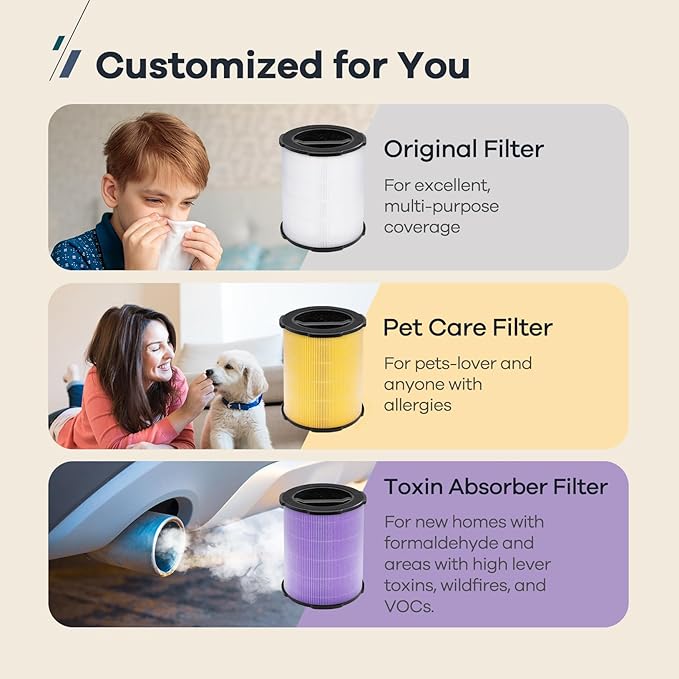 WELOV P200S/P200 Pro Toxin Absorber Filter, 3-in-1 H13 True HEPA and High-Efficiency Activated Carbon Filter for formaldehyde, Toxins, Wildfire Smoke, Kitchen Odors