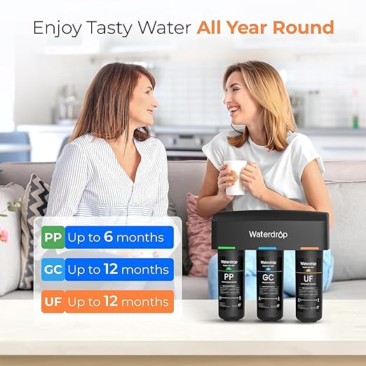 Waterdrop WD-TSA-UF 0.01 μm Ultra Filtration Under Sink Water Filter, 9 Stage Under Sink Water Filtration System, Reduces Chlorine, Taste and Odor, Fluoride, Connects Directly to Your Faucet