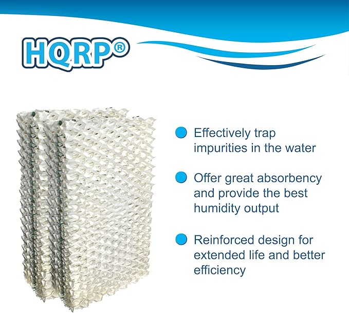 HQRP 4-Pack Wick Filter Replacement for Idylis 828413B002, IHUM-10-140 / I HUM 10 140 4-Gallon Humidifier, HDC-2R HDC-411