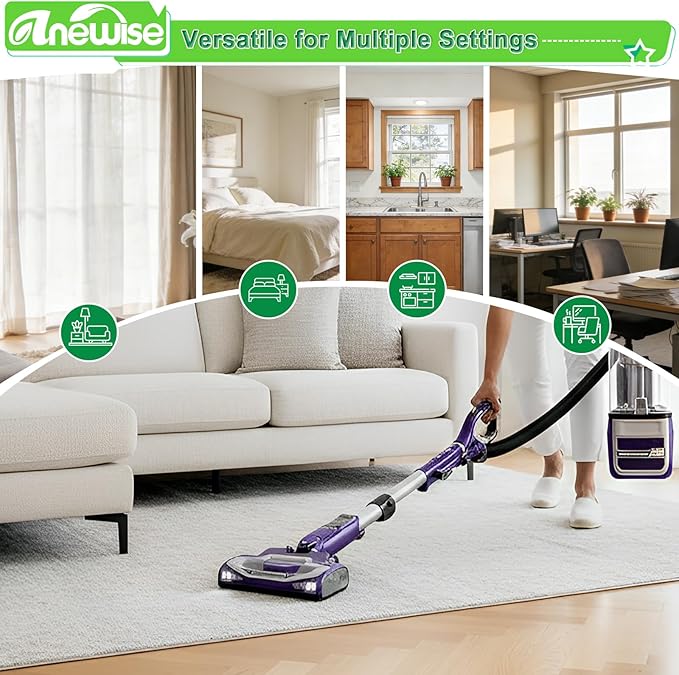 Anewise 1+2 Filter Replacement for Shark Navigator NV586 NV581 NV581Q NV580 NV585 Powered Lift-Away DLX Upright Vacuum, 1 HEPA and 2 Foam Felt Filters, Part # XFFT580 & XHEP580