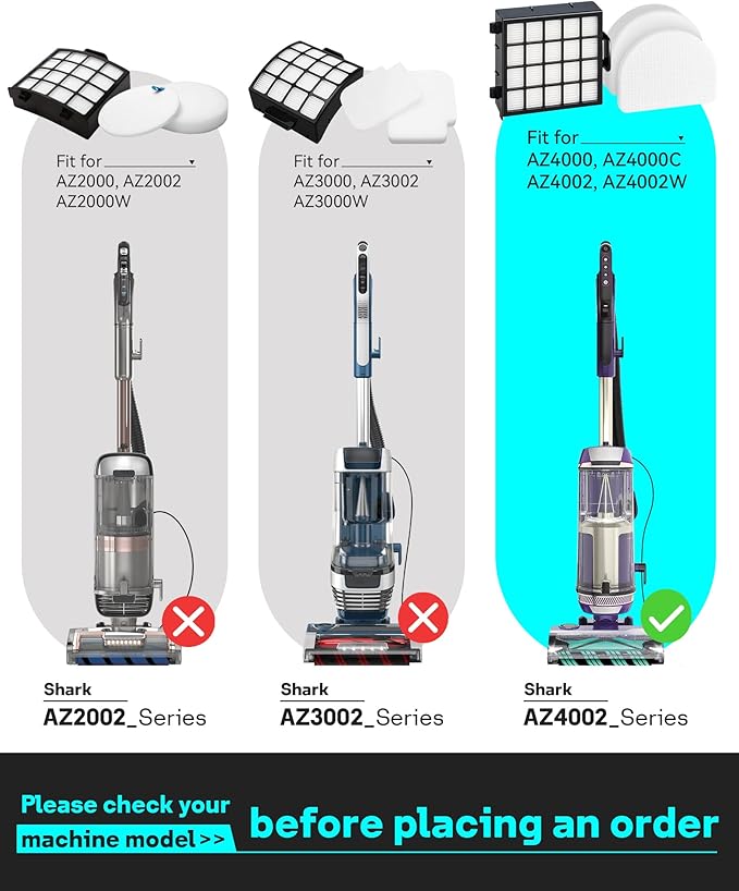 Leemone AZ4002 Replacement Accessories for Shark AZ4000 AZ4000C AZ4002 AZ4002W POWERDETECT Upright Vacuum Cleaner, 2 Filters, 6 Foam & Felt Filters, 3 Odor Neutralizer Cartridges, 1 Brush, 18 Pack