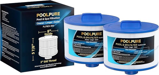 POOLPURE 8CH-950 Replacement for 10-2785 Bullfrog Spa Filter, PBF35, PBF50-F2S, Filbur FC-0536, Excel Filters XLS-834, Aladdin 15052, Baleen AK-90311, 2" SAE Thread Bull Frog Spa Filter, 2PACK