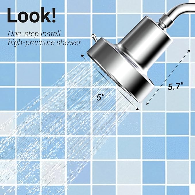 Filtered Shower head for Healthier Hair & Skin – Removes Chlorine & Heavy Metals,High Pressure 6 Mode Settings Shower Head Filter for Hard Water (Chrome)