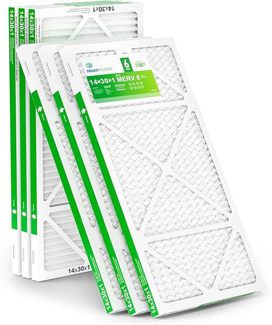 TRIGHTFILTERS 14x30x1 Air Filter 6 Pack, Durable MERV 8 Pleated Home HVAC AC Furnace Filters, Lightweight Compact Air Conditioner Filter Replacement