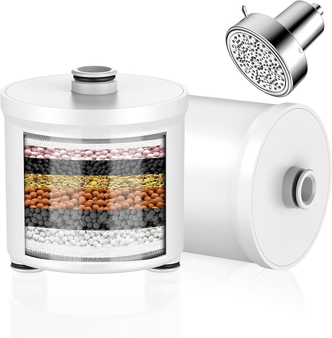 FEELSO 2 Pack Replacement Filters for Hard Water Remove Chlorine and Harmful Substances