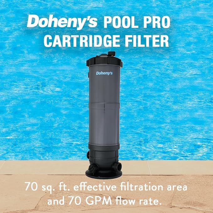 Doheny's Pool Pro Cartridge Filter Tank for Above-Ground Swimming Pools | 70 Sq. Ft. Filter Only | Extra-Large Non-Woven Cartridge for Clear Water & Max Flow |Durable Thermoplastic