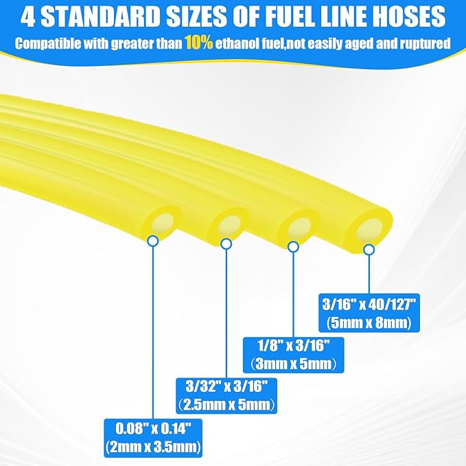 Tygon Fuel Line 4 Sizes 4 Feet 𝑪𝒉𝒂𝒊𝒏𝒔𝒂𝒘 𝑭𝒖𝒆𝒍 𝑳𝒊𝒏𝒆 𝑹𝒆𝒑𝒂𝒊𝒓 𝑲𝒊𝒕 Compatible with Poulan Weedeater Chainsaw Parts with Snap in Primer Bulb Zf-1 Fuel Filter Craftman String Trimmer