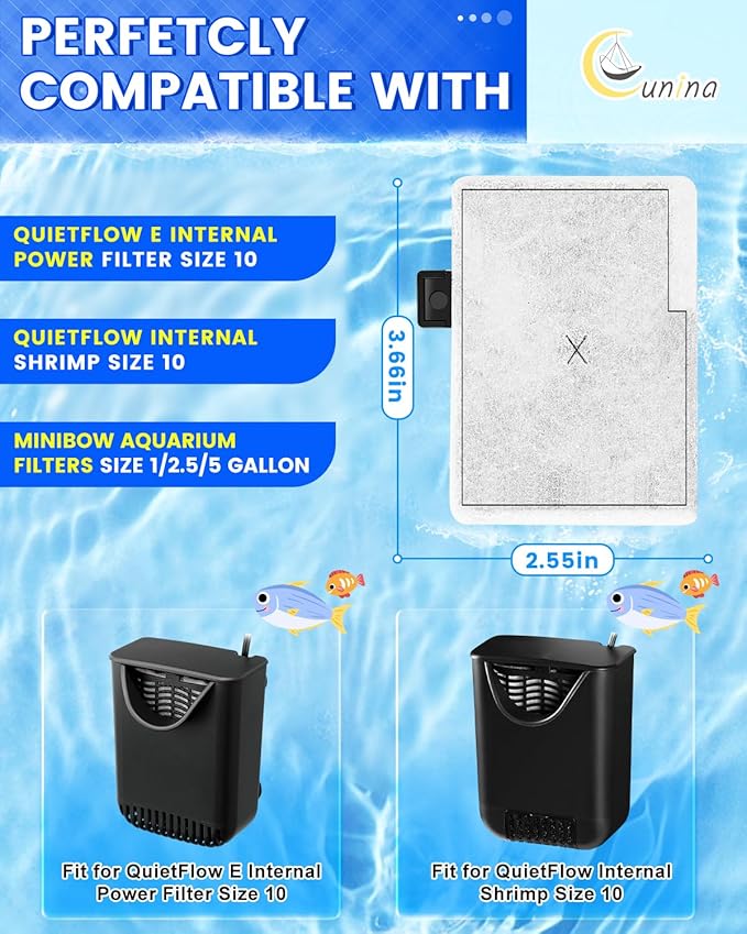 16pcs Small Filter for Fish Tank Compatible with Aqueon QuietFlow Power Filter Size 10 & E Internal Filter - Aquarium Filter Cartridge for Small Aquariums