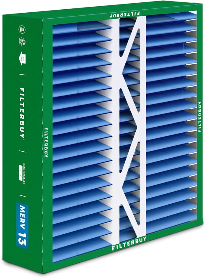 Filterbuy 20x20x5 Air Filter MERV 13 Optimal Smoke & Allergy Defense (3-Pack), Pleated HVAC AC Furnace Filters for Honeywell FC100A1011, Lennox X0585, and More (Actual Size: 19.63 x 19.88 x 4.38)