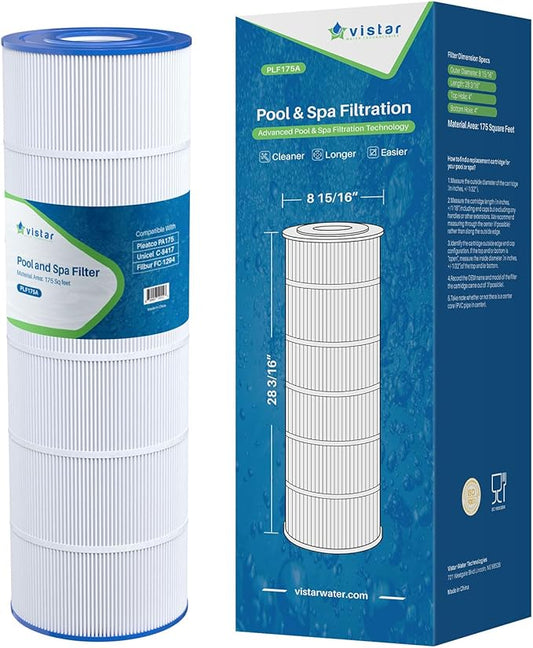 PLF175A Pool Filter Replaces Hayward C1750, CX1750RE, PA175, Ultral-B4, Unicel C-8417, Filbur FC-1294, PXC175, 817-0175P, L x OD: 28 3/16" x8 15/16", 175 sq.ft Cartridge