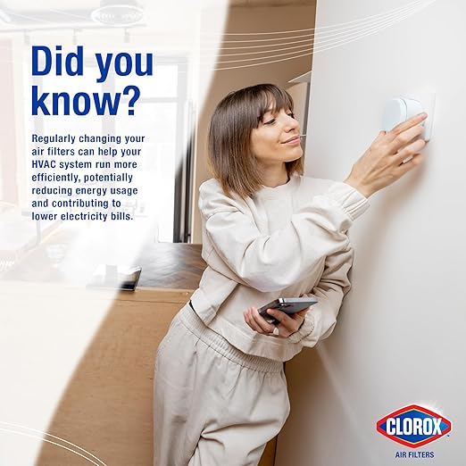 Clorox 20x20x1 Air Filter, MERV 13 Pleated HVAC AC Furnace Air Filters for Allergies, Pet Dander, Smoke and more, MPR 1500 & FPR 10 – Pack of 4
