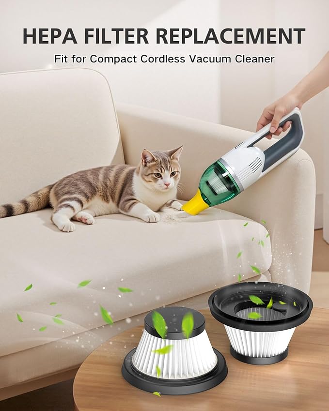 6 Pack Vacuum Filter Replacement Compatible with Compact Cordless Vacuum Cleaner as Seen on TV, Washable and Reusable Vac Replacement Parts