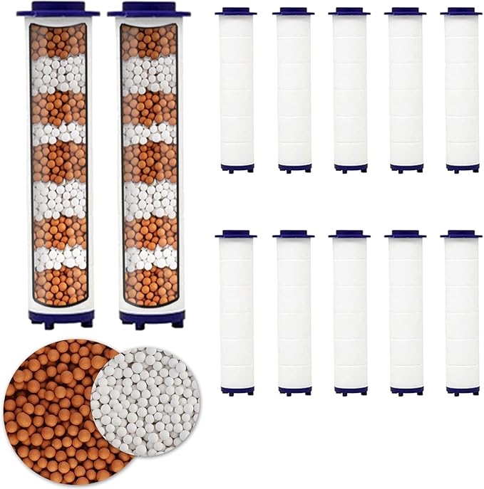 CWPW Handheld Turbo Fan hydro jet High Pressure vortex Shower Head Filter set of 12