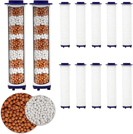 CWPW Handheld Turbo Fan hydro jet High Pressure vortex Shower Head Filter set of 12
