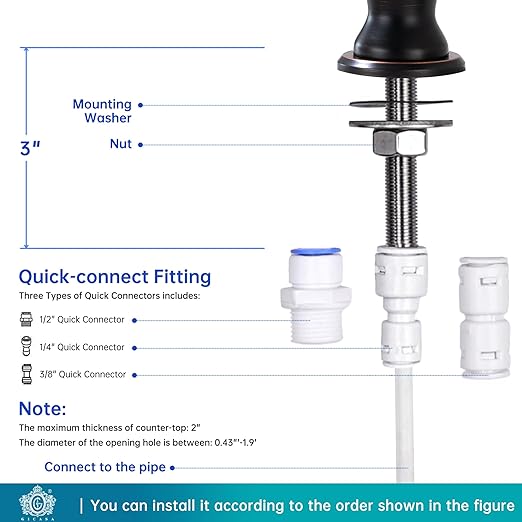 Sink Drinking Water Faucet, Sink Water Filter System, Suitable for Most Reverse Osmosis or Water Filtration Systems, Stainless Steel Reverse Osmosis Faucet for Kitchen Bar, Oil Rubbed Bronze