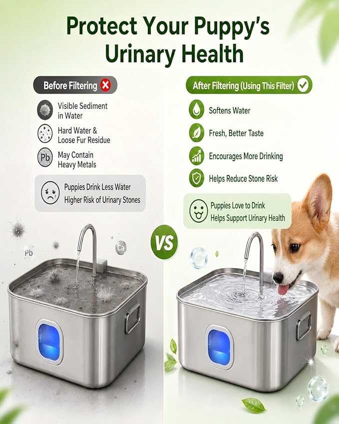 12 Pack Dog Water Fountain Filters Replacement Compatible with Zuqqony DYSJ01 12L MAILOFY WF120 WF160 FIYOVA Stainless Steel Automatic Pet Dispenser, 5-Layer Water Softener Carbon Filter, 6-Month Set