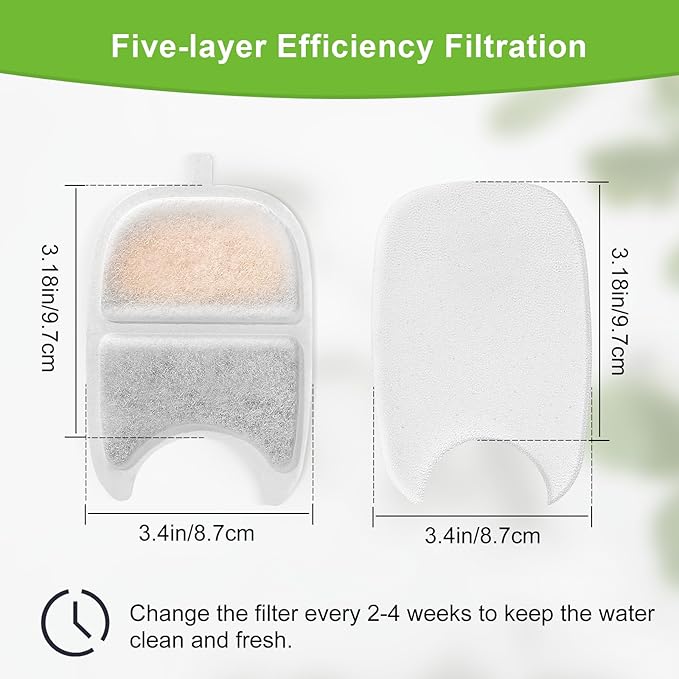 12 Sets Replacement Filters Compatible with Feelneedy 4L Wilreless Cat Water Fountain, 135 fl oz/4L Wilreless Cat Water Fountain Filters,Triple Filtration Pet Fountain Filter Replacement