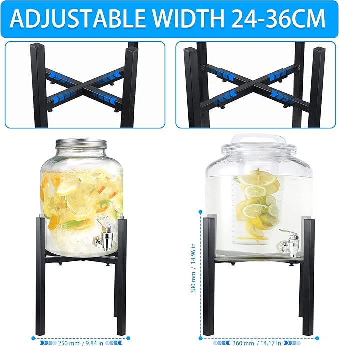 Water Filter Dispenser Counter Stand Beverage Drink Dispensers Stand Fits Countertop Gravity Water Dispensers (Adjustable Width 9.84'' Up to14.17'')