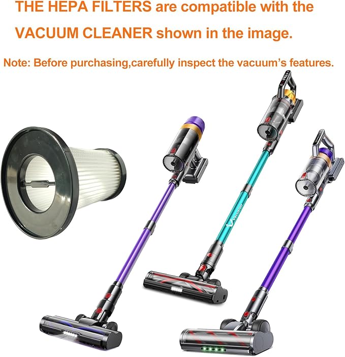 2Pack Hepa Replacement Filters Compatible with Vacusion VBS-02, INTETURE BP30 Cordless Vacuum Pre-motor Filters Works with TVTAU T10 and Rittvot L60pro Upright Vacuum.(3.58in*3.58in*3.75in)