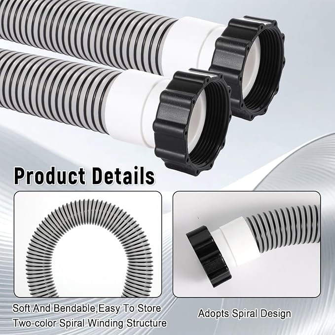 1 Pack 1 1/2 Pool Hose for Above Ground Pools 15ft Long Pool Pump Replacement Filter Hoses 1.5" EVA Swimming Pools Filter Hose for Filters Pumps, Saltwater Systems and Sand filters (Black)