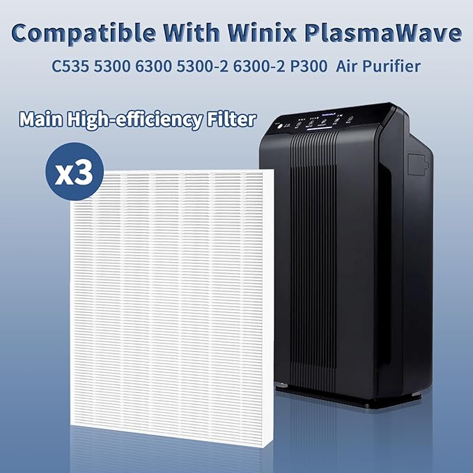 Funmit 3 Pack 115115 Replacement Filter A Size 21 Compatible with Winix PlasmaWave Air Purifier C535 5300 5300-2 5500 5500-2 6300 6300-2 P300 AM90 9000 5000 5000B C909 9800