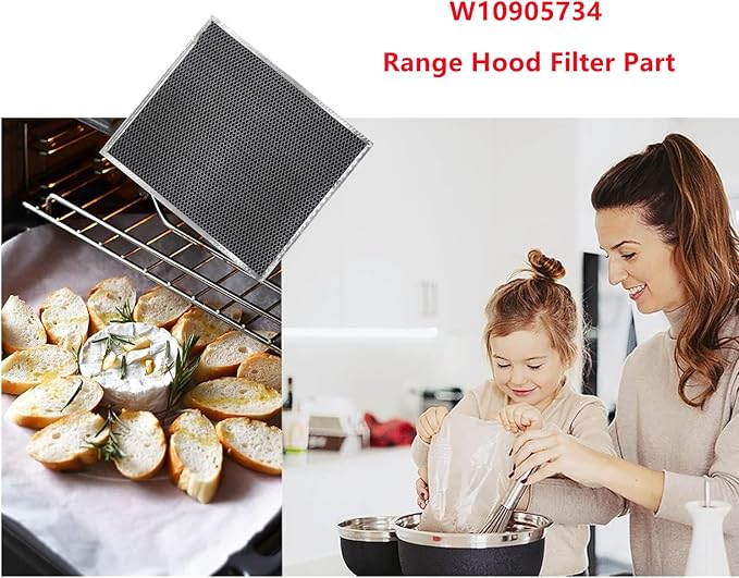 W10905734 Range Hood Filter Part Replacement for whirlpool range hood charcoal filter AP6050126, 4533728, PS12070219,charcoal filter w10905734 (2 pack,double-sided,universal hood filter)