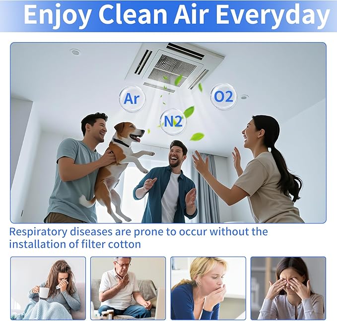 Custom Size Air Vent Filters,20''x90''x1'' Cut to Fit Air Filter Material with MERV 8 Rating & Adhesive Tape, for Home Floor, Grilles, Ceiling, HVAC Furnace Vents