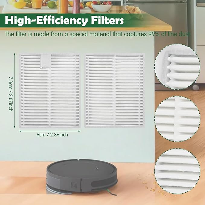 21-Pcs Replacement Parts Kit for iRobot Roomba 105 Vac / 105 Combo / 104 / Essential Vac 2 Robot Vacuum + AutoEmpty Dock, 2 Roller Brushes, 6 HEPA Filters, 6 Side Brushes, 6 Vacuum Bags