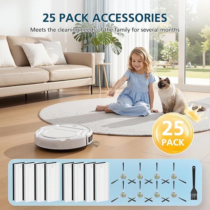 Filter Replacement Parts for Lefant M210 / M210P / M310 Ultra Robot Vacuums with Filter Size 𝟱.𝟯 * 𝟮.𝟬 𝗜𝗻𝗰𝗵 (for M210 "2025 Year and Later" NEW Model Machine)
